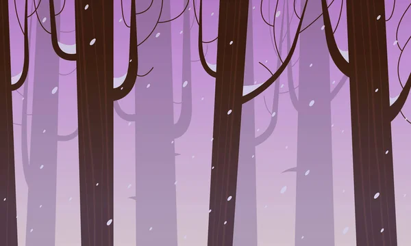 冬の森の風景の漫画イラスト — ストックベクタ