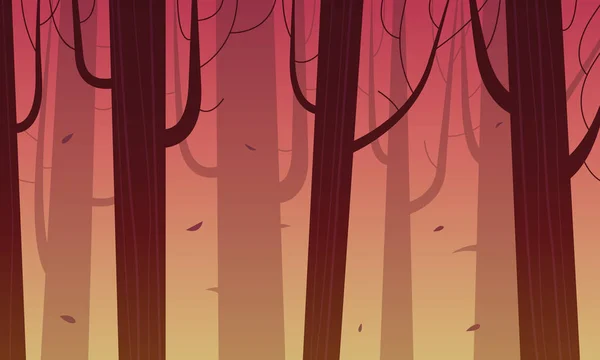 Bosque Dibujos Animados Juego Paisaje Fondo Ilustración Vectorial — Vector de stock