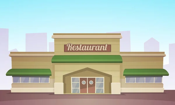 复古风格餐厅建筑的卡通矢量图解 — 图库矢量图片