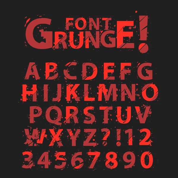Grunge Alphabet Set Numbers Vector Illustration — Stock Vector