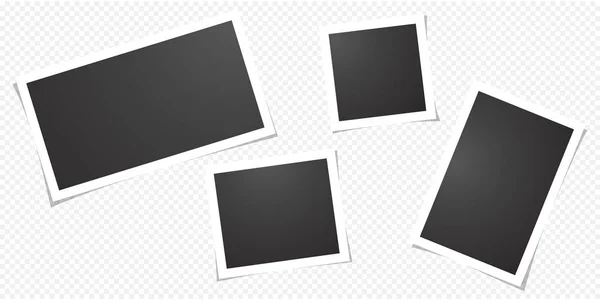 Set Leerer Fotopolaroid Rahmen Isoliert Auf Transparentem Hintergrund — Stockvektor