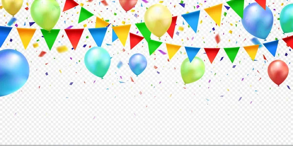 Confeitaria Colorida Balões Bandeiras Festa Isolados Fundo Transparente Fundo Celebração — Vetor de Stock