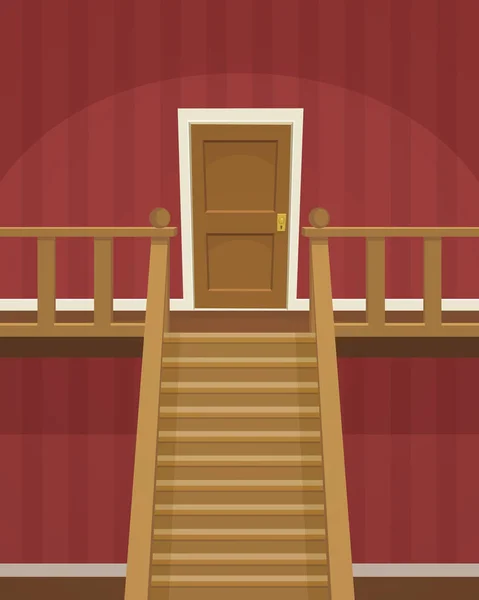 Das Rote Zimmer Mit Türen Und Treppen — Stockvektor