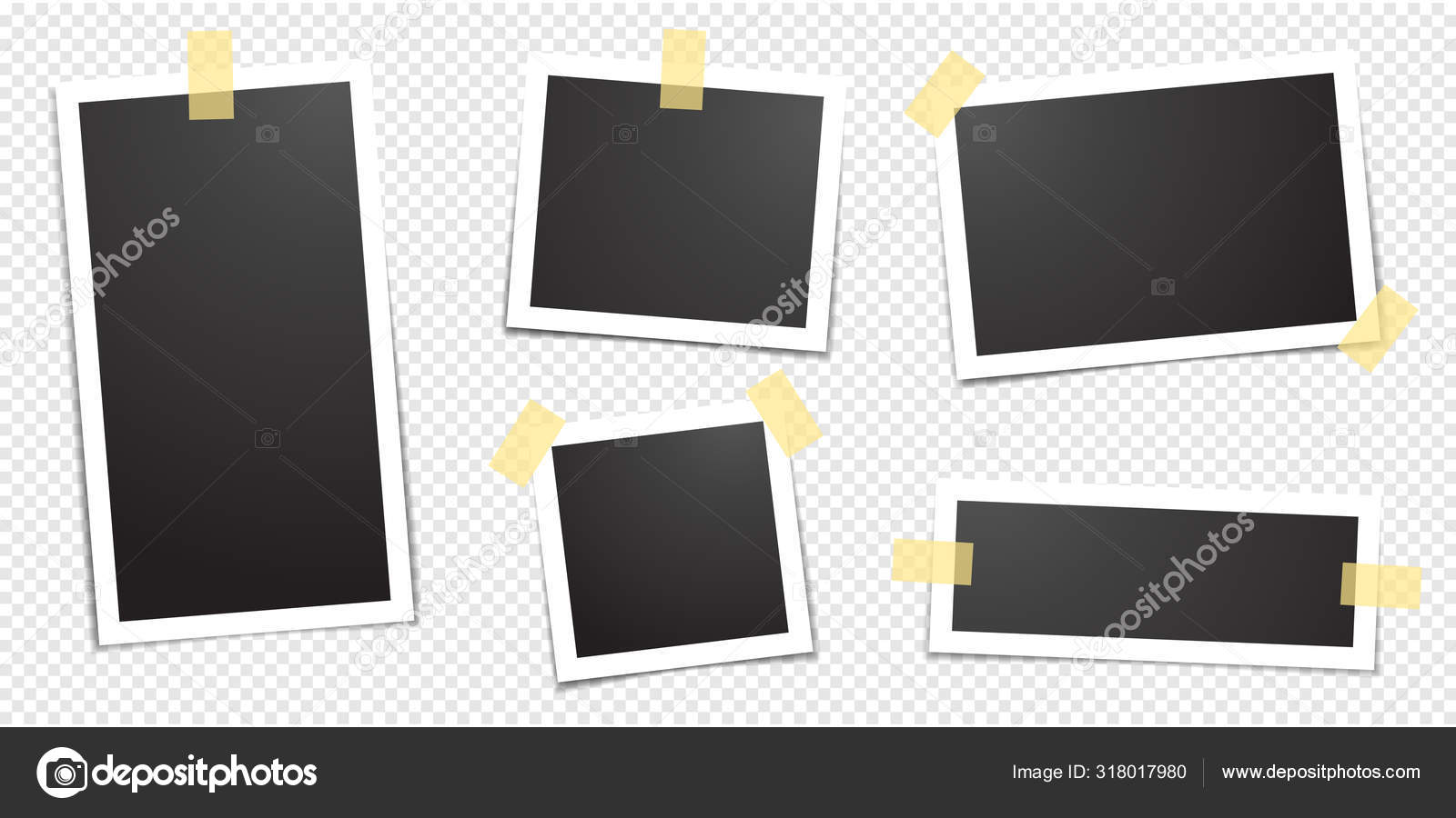 Polaroid Photo Frames Fixed Adhesive Tape Transparent Background Photo Frame  Stock Vector by ©alexm83 318017980