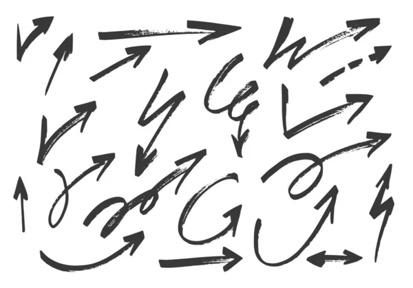 Ensemble Flèches Grunge Dessinées Main Illustration Vectorielle — Image vectorielle