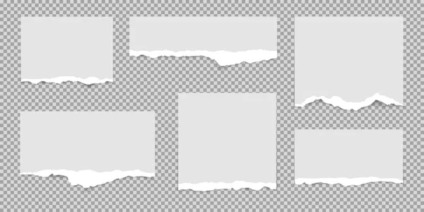Set Aus Zerrissenen Weißen Papierstücken Zerrissenem Papier Isoliert Auf Transparentem — Stockvektor