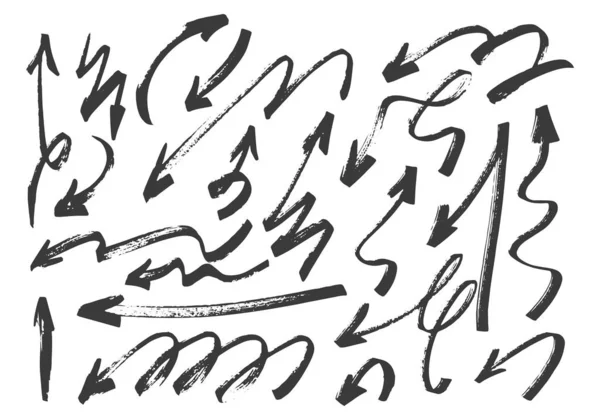 Ensemble Flèches Grunge Dessinées Main Illustration Vectorielle — Image vectorielle