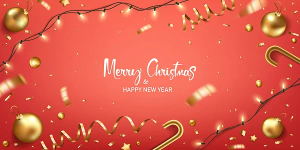 Weihnachtlicher Hintergrund Frohe Weihnachten Und Ein Gutes Neues Jahr Goldene — Stockvektor