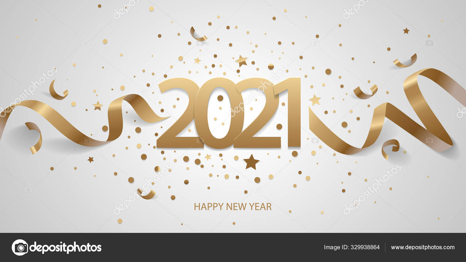 Happy New Year 2021 Golden Numbers Ribbons Confetti White Background Stock  Vector Image by ©alexm83 #329938864