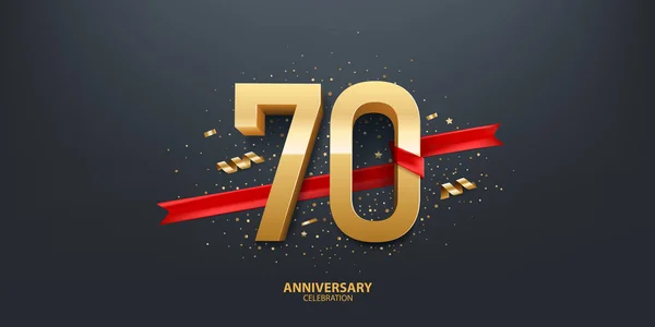 Fondo Celebración Del 70º Aniversario Número Dorado Envuelto Con Cinta — Archivo Imágenes Vectoriales