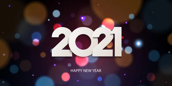 Bonne Année 2021 Design Carte Vœux Vacances Numéros Papier Blanc — Image vectorielle