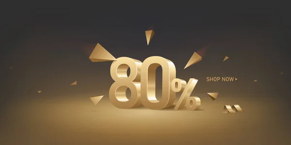 Percent Discount Sale Background Golden Numbers Percent Sign Arrows Promotion — Stock Vector