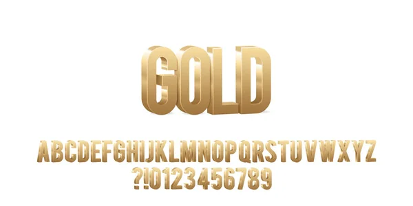Golden Font Vector Alphabet Letters Numbers Shiny Modern Gold Alphabet — Stock Vector