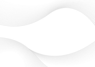 Konsept iş sunumundaki elementler için soyut dalga çizgileri beyaz ve gri arkaplan, Bilim, Teknoloji. Vektör İllüstrasyonu.