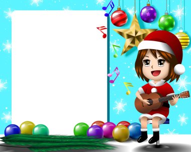 Girl solo guitar merry christmas eps 10