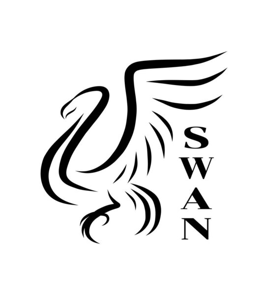 Swan Logo Line Art Vector Illustration