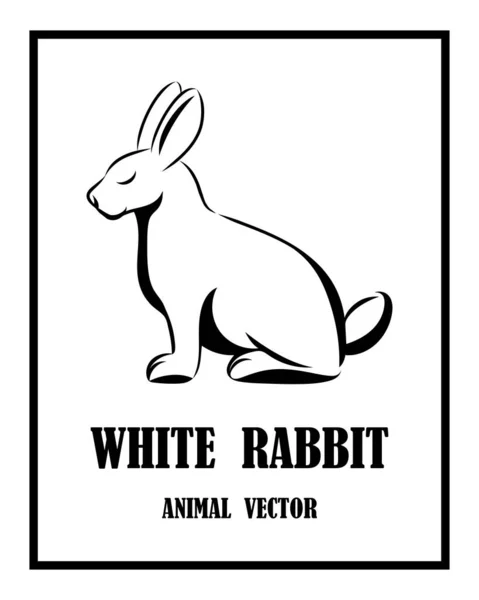 Кролик Сидящий Черно Белый — стоковый вектор