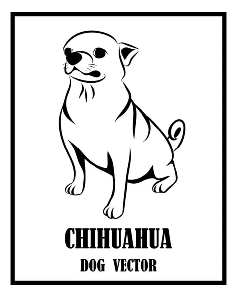 Vector Blanco Negro Del Perro Chihuahua Está Sentado — Vector de stock