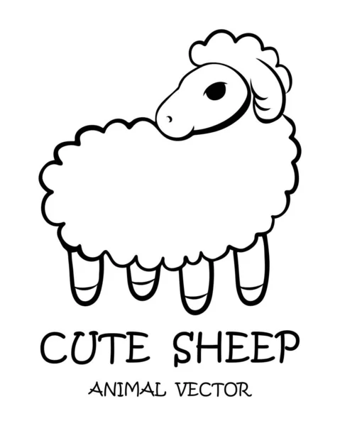 Black Vector Illustration Cartoon Auf Weißem Hintergrund Eines Niedlichen Schafes — Stockvektor