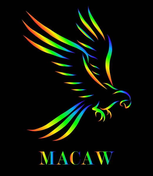 Macaw Papuga Logo Kolorowe Linia Art Vector Ilustracja Eps — Wektor stockowy