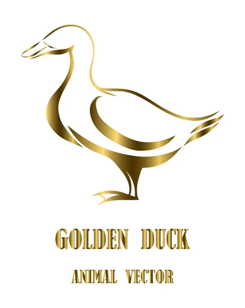 Vector Line Art Ilustración Logo Pato Está Pie Oro Blanco — Vector de stock