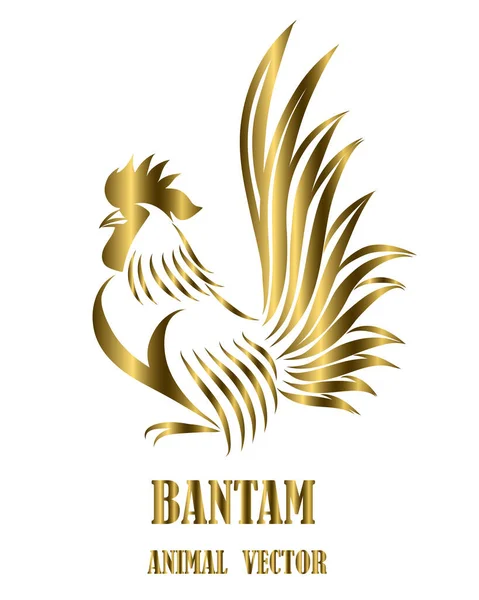Vector Line Art Логотип Бантама Стоит Золото Белое — стоковый вектор
