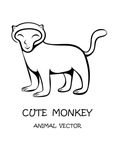 かわいい猿の白い背景にベクトルイラスト漫画 — ストックベクタ