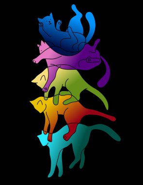 Kediler renkli şablon, basitçe vektör illüstrasyonu  