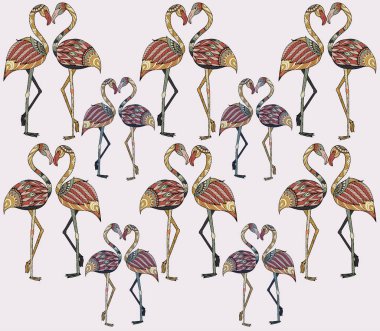 Flamingolar pürüzsüz desen, basitçe vektör çizimi  