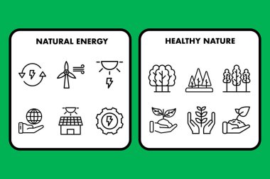 Doğal enerji simgeleri, basitçe vektör gösterimi  