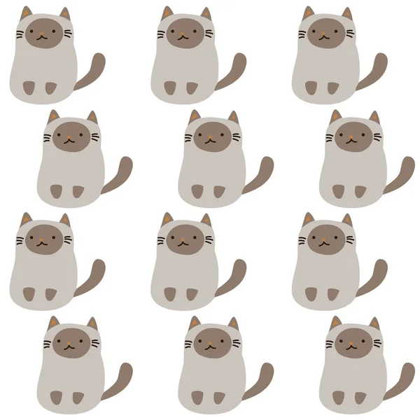 Grey Hair Cats Seamless Pattern White Background Simply Vector Illustration — Stock Vector