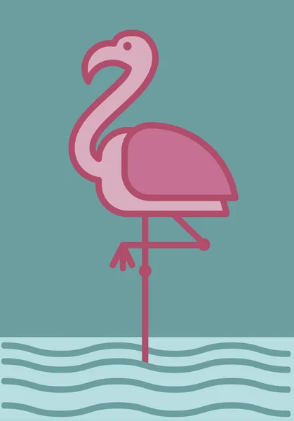 Flamingo Auf Farbigem Hintergrund Einfach Vektorillustration — Stockvektor