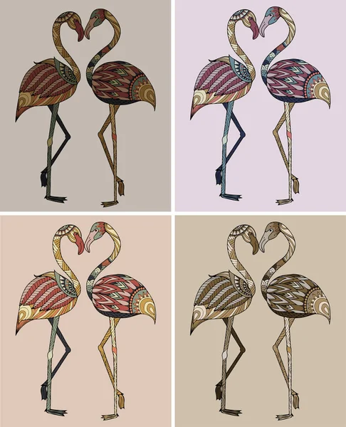 Reihe Von Flamingos Bannern Einfach Vektorillustration — Stockvektor