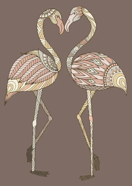 Paar Verliebter Flamingos Einfach Vektorillustration — Stockvektor