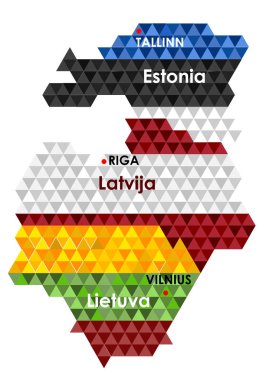 Estonya, Letonya ve Litvanya haritası, basitçe vektör illüstrasyonu