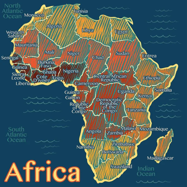 Karta Över Afrika Helt Enkelt Vektor Illustration — Stock vektor