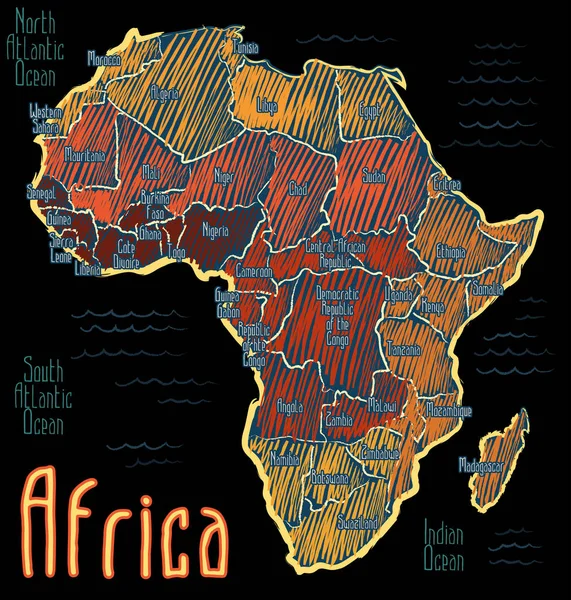 Χάρτης Της Αφρικής Απλά Διανυσματική Απεικόνιση — Διανυσματικό Αρχείο