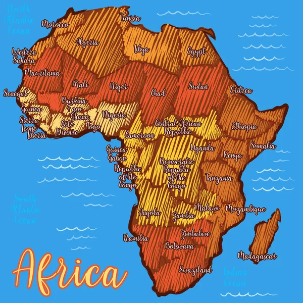 Mapa África Ilustración Vectorial Simple — Vector de stock