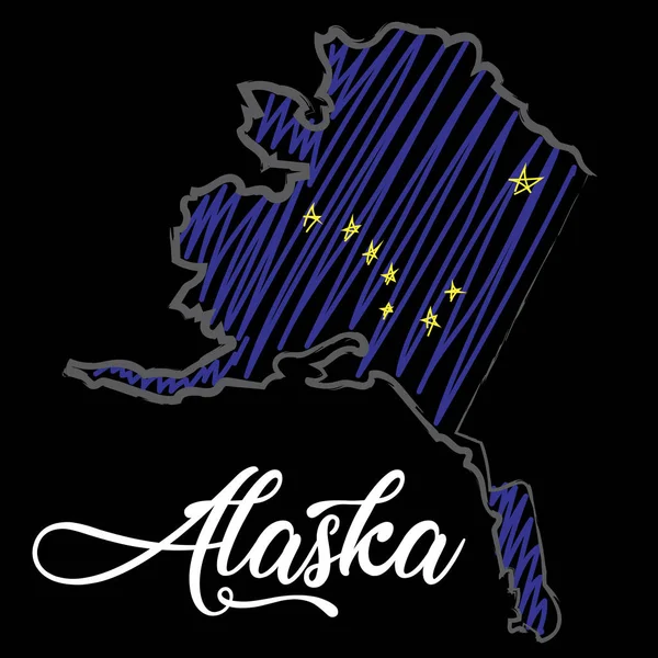 Carte Drapeau Alaska Illustration Vectorielle Simple — Image vectorielle