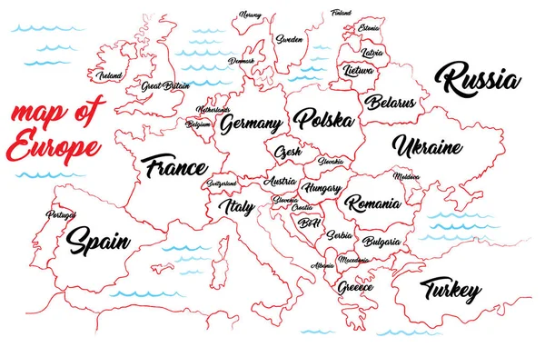 ヨーロッパのライナーマップ 単にベクトル図 — ストックベクタ