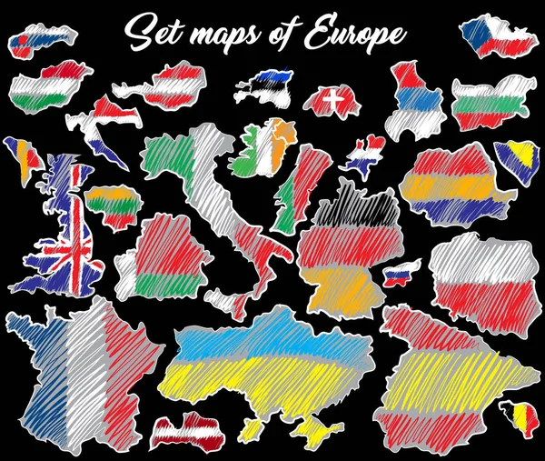 Conjunto Países Europa Ilustración Vectorial Simple — Archivo Imágenes Vectoriales