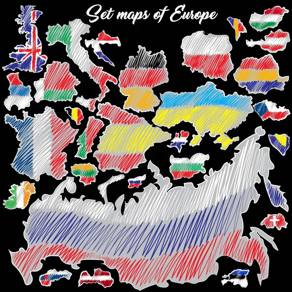 ヨーロッパ諸国のセット 単にベクトル図 — ストックベクタ