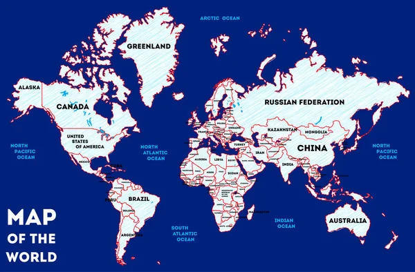 青い背景の世界地図 単にベクトル図 — ストックベクタ