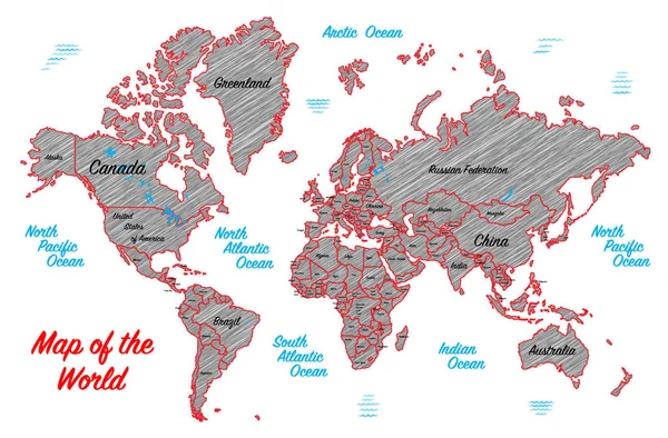 白色背景世界地图 简单的矢量图解 — 图库矢量图片