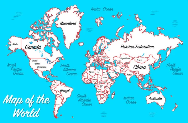 蓝色背景世界地图 简单的矢量图解 — 图库矢量图片