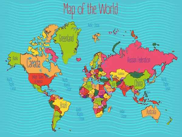 Mapa Del Mundo Sobre Fondo Azul Ilustración Vectorial Simple — Archivo Imágenes Vectoriales