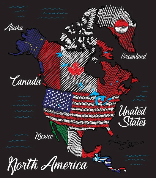 Mappa Del Nord America Semplicemente Illustrazione Vettoriale — Vettoriale Stock