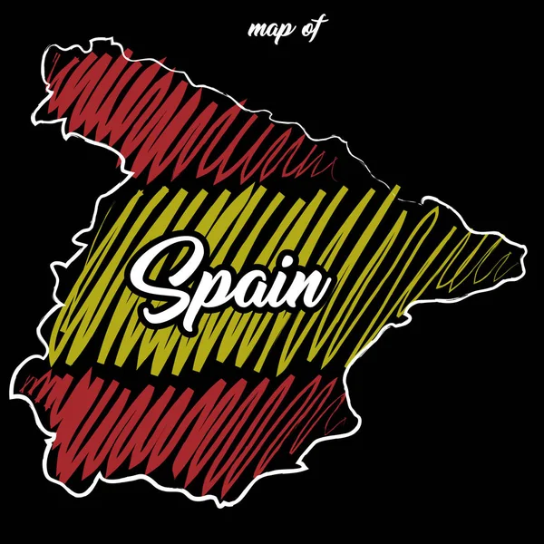 Карта Испании Черном Фоне Просто Векторная Иллюстрация — стоковый вектор