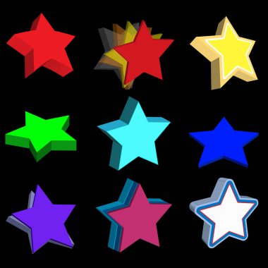 Siyah zemin üzerinde yıldızlar olan kusursuz desen. Vektör illüstrasyonu