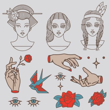 Dövme şablonlarının vektör kümesi